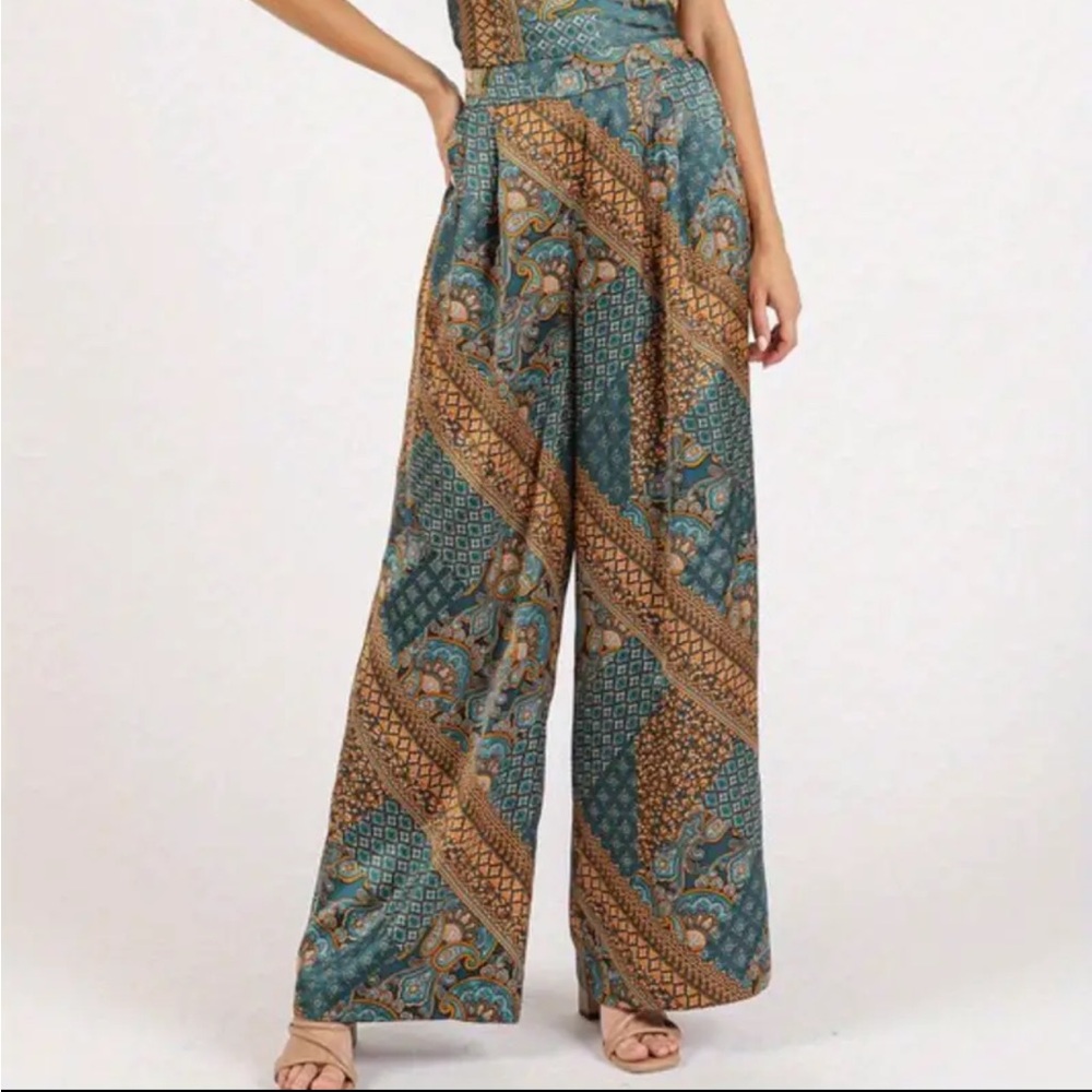 Mittoshop Teal and Gold Paisley Pants